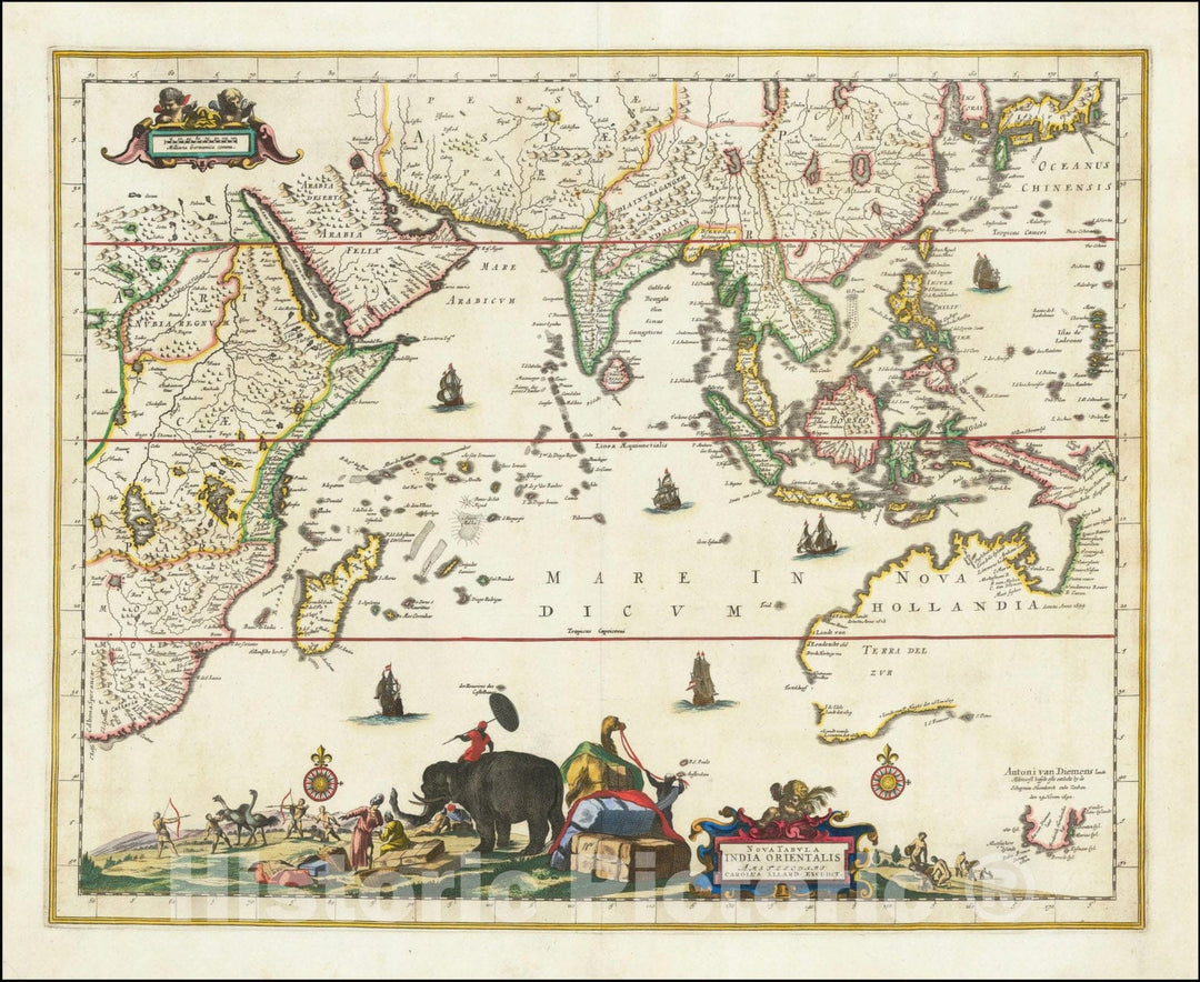 Historic Map : Nova Tabula India Orientalis, 1660 (1697), Vintage Wall Art