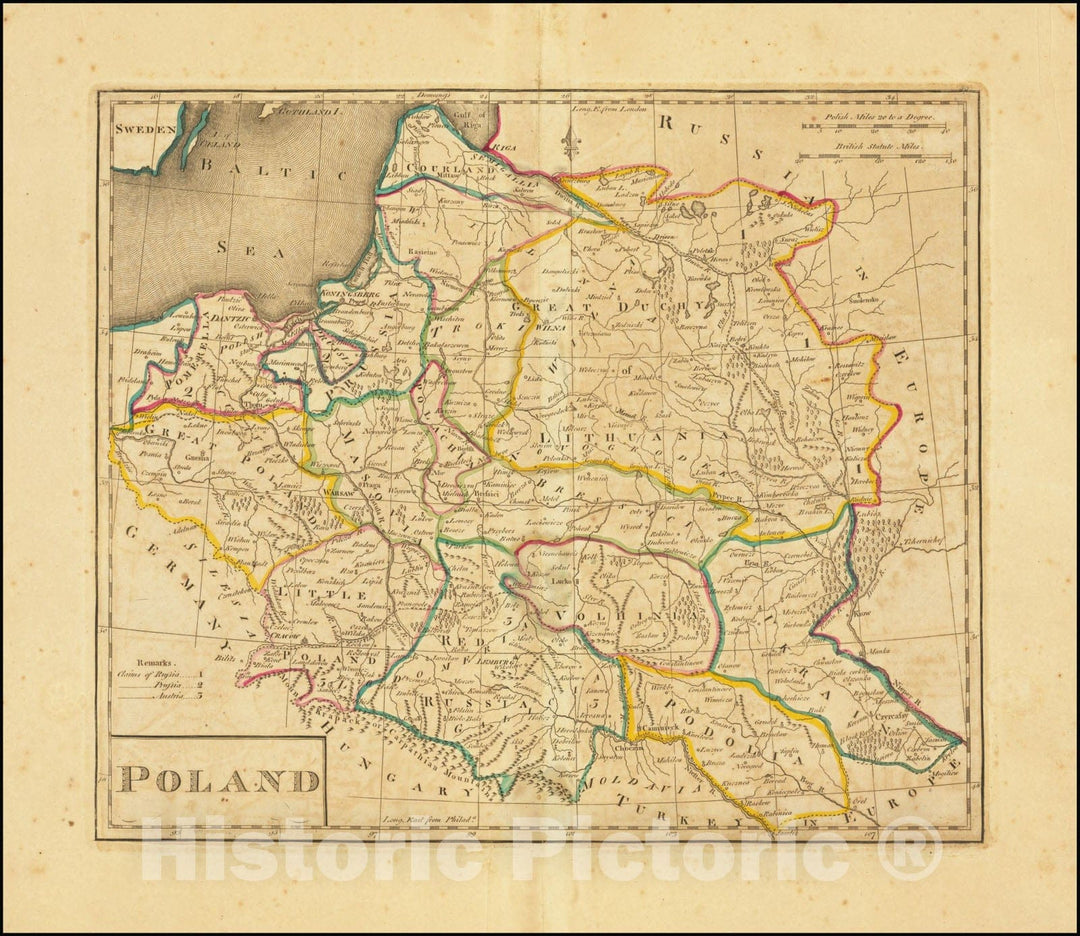 Historic Map : Poland , 1814, Vintage Wall Art