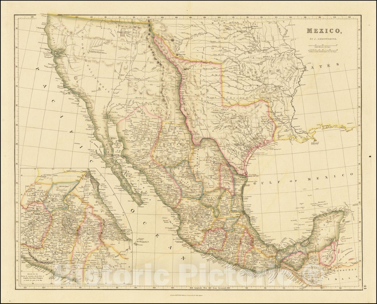 Historic Map : Mexico, Republic of Texas!, 1842, Vintage Wall Art