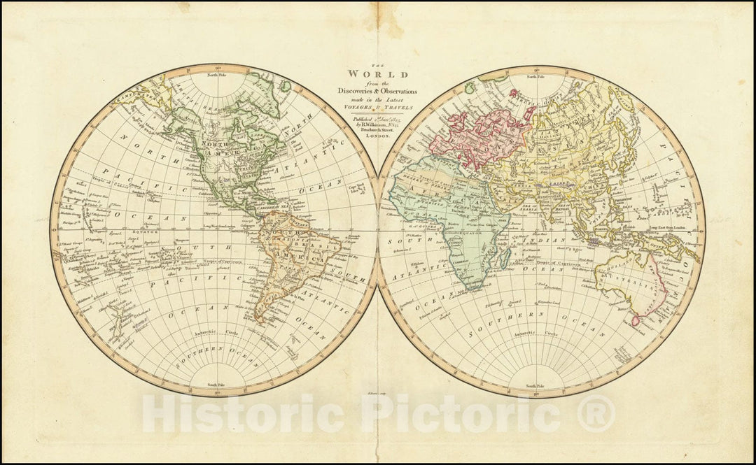 Historic Map : The World from the Discoveries & Observations in the Latest Voyages & Travels, 1825, 1825, Vintage Wall Art