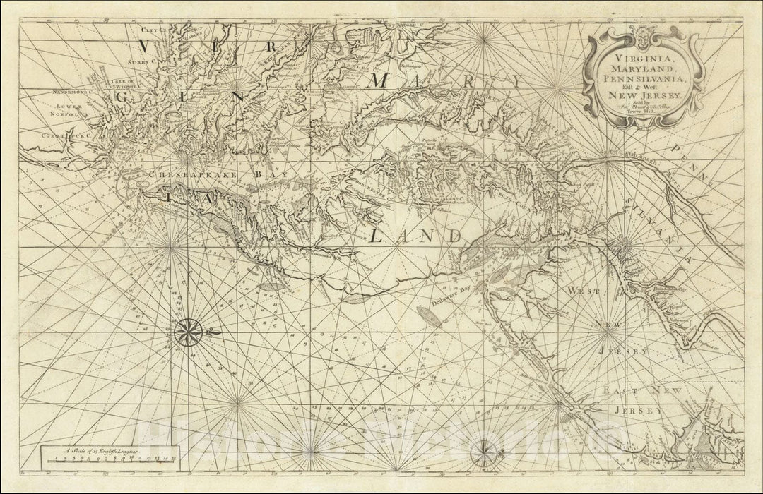 Historic Map : Virginia, Maryland, Pennsilvania, East & West New Jersey., 1773, Vintage Wall Art