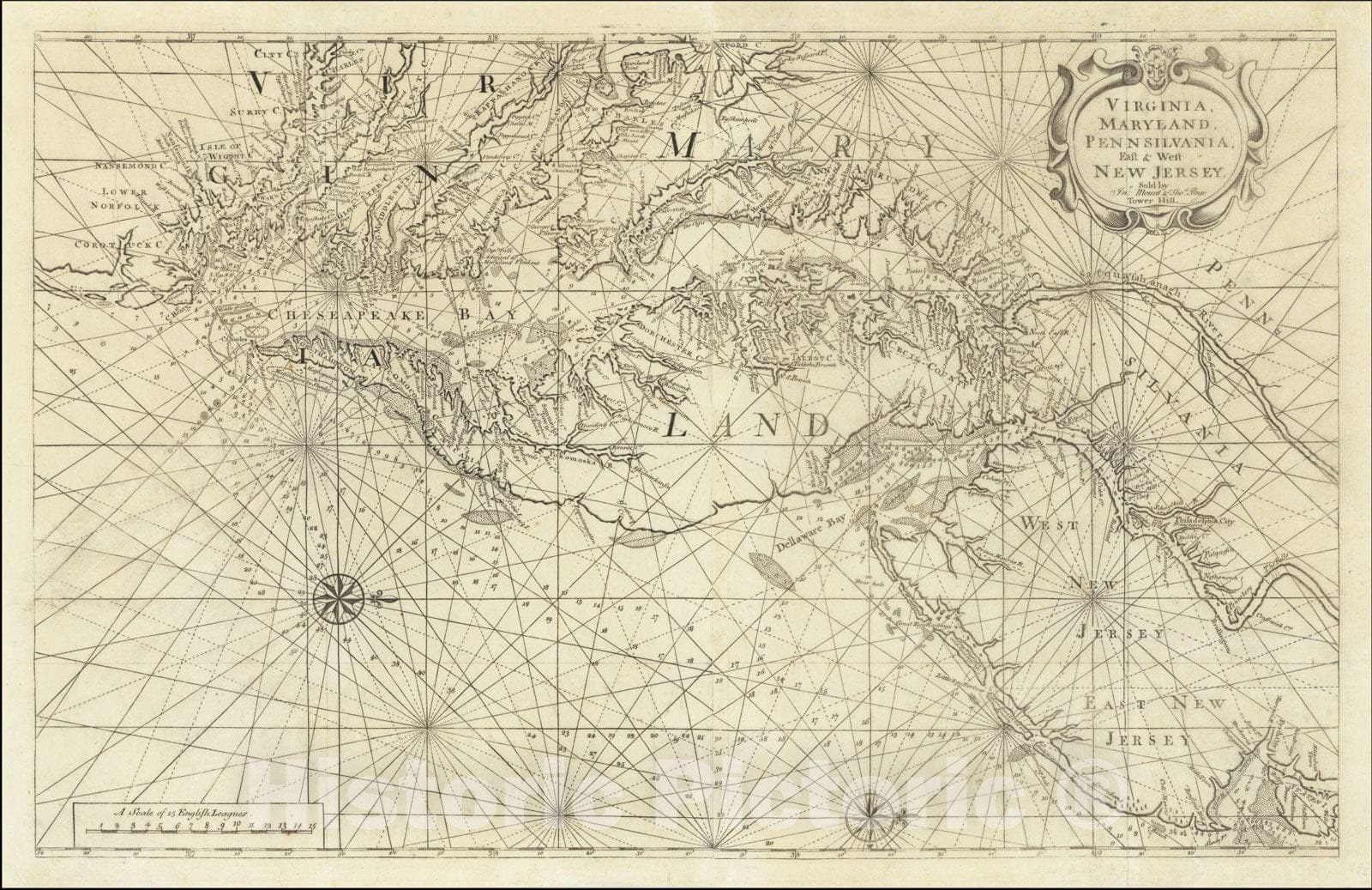 Historic Map : Virginia, Maryland, Pennsilvania, East & West New Jersey., 1773, Vintage Wall Art