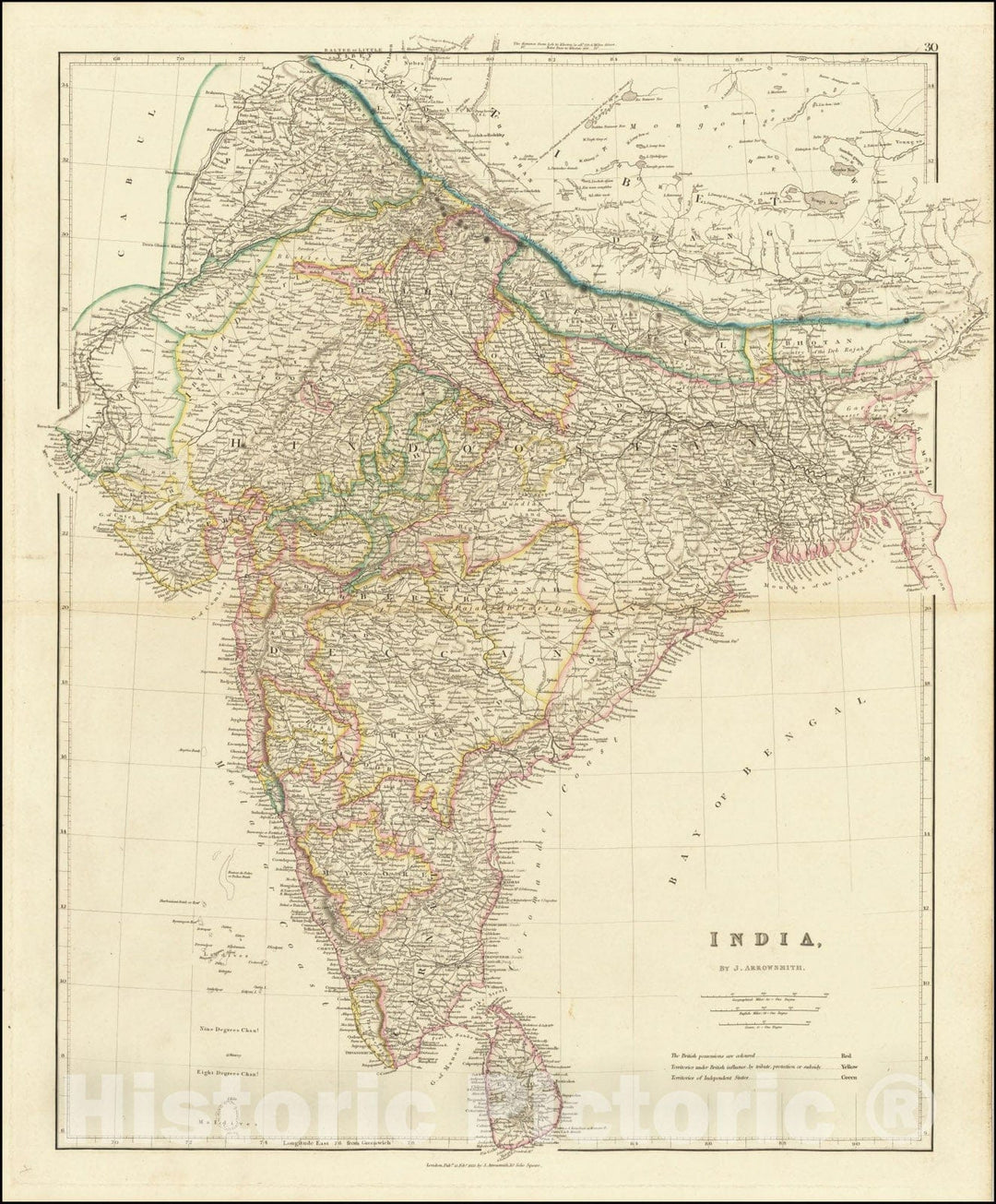 Historic Map : India, 1832, Vintage Wall Art