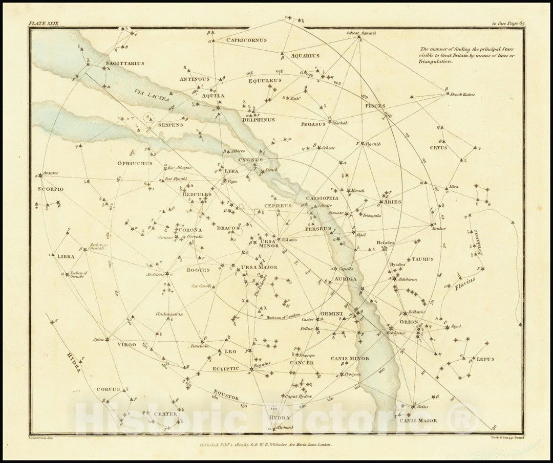 Historic Map : Northern Celestial Hemisphere, 1822 v2, Vintage Wall Art