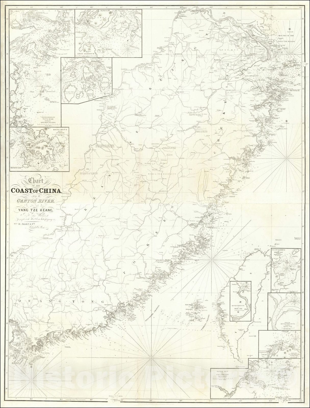 Historic Map : Chart of the Coast of China from the Canton River to the Yang Tze Keang,1847 (1850), Vintage Wall Art