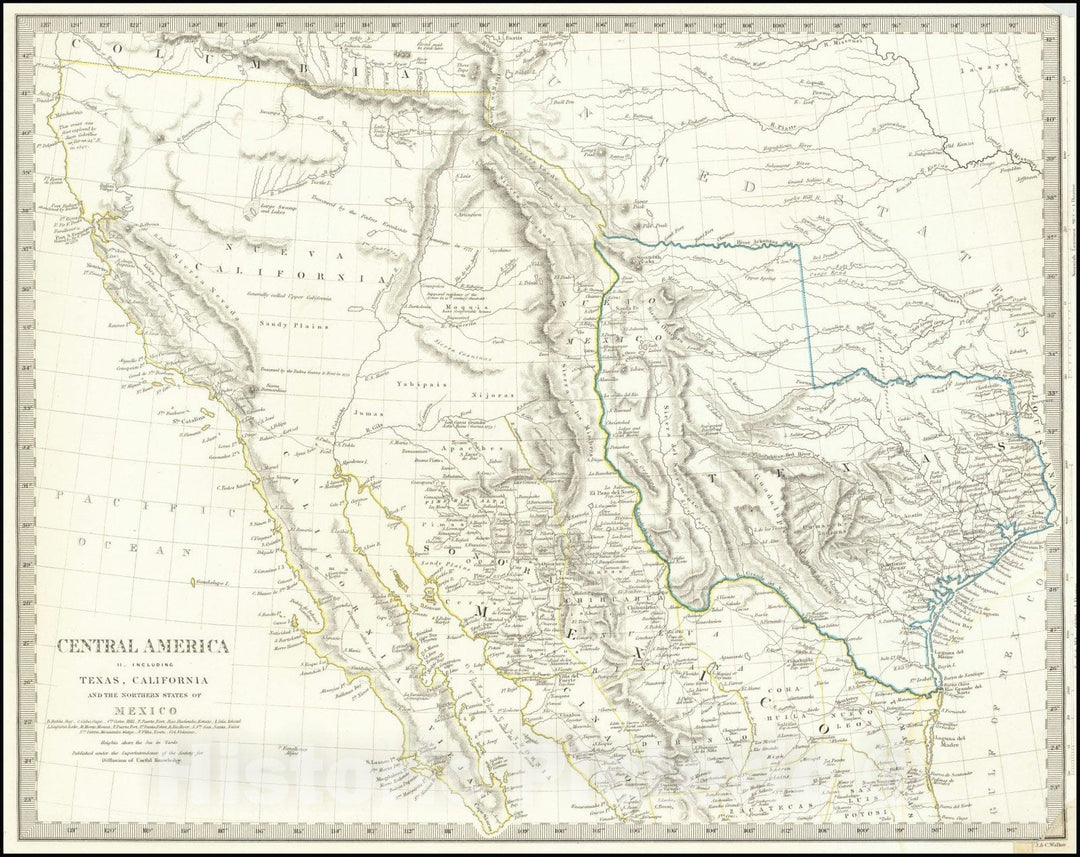 Historic Map : Central America II. Including Texas, California and the Northern States of Mexico, 1842 v1, Vintage Wall Art