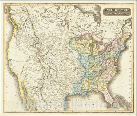 Historic Map : United States and Additions.1820, 1820, Vintage Wall Art