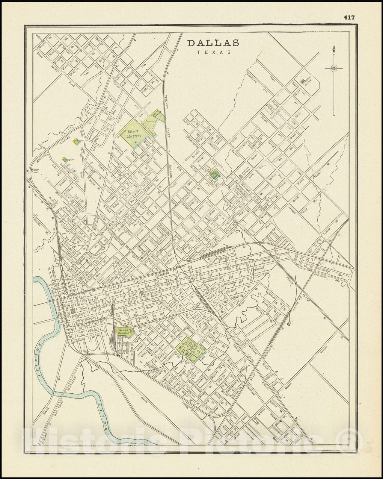 Historic Map : Dallas, Texas, 1893 v2, Vintage Wall Art