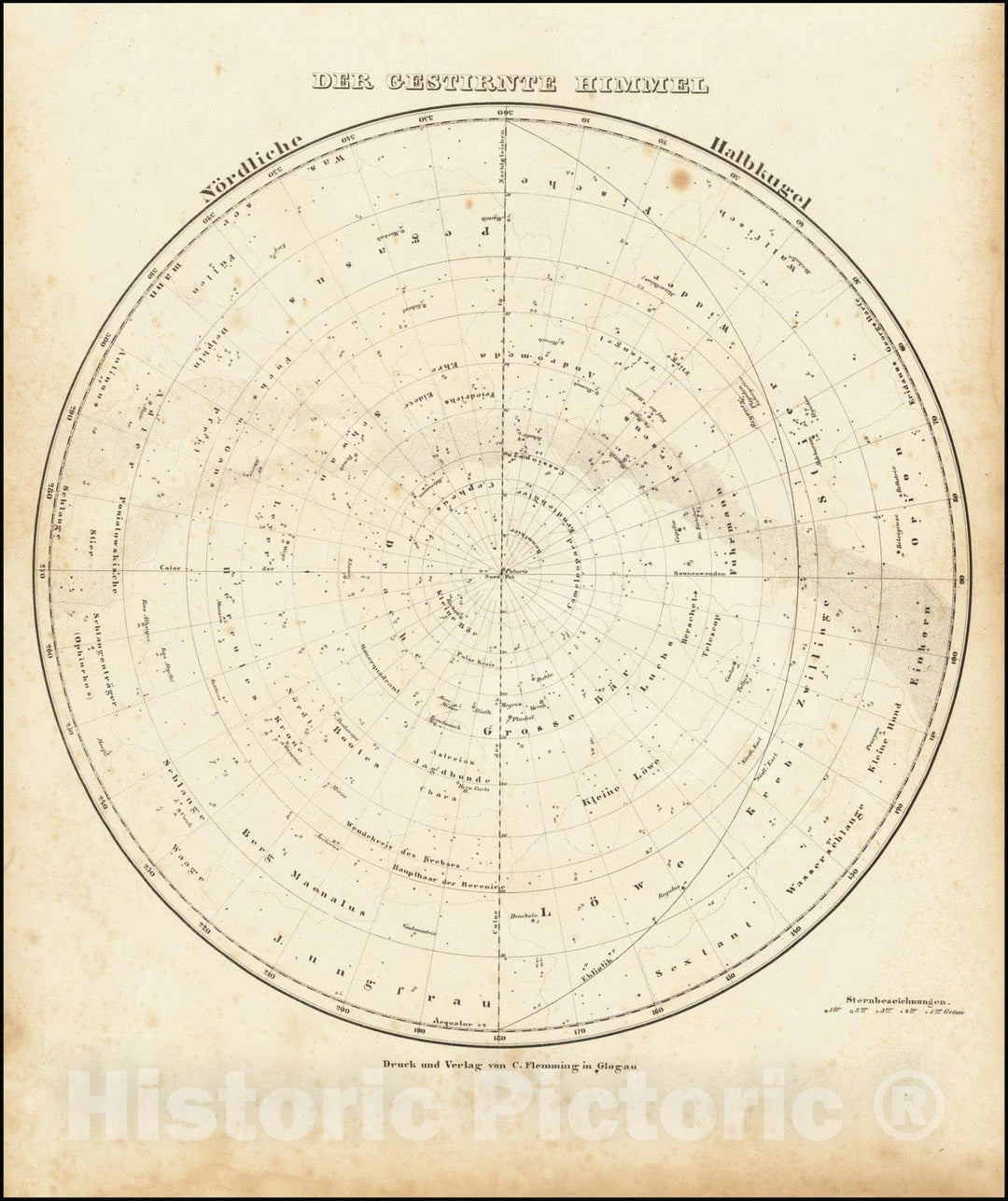 Historic Map : Northern Celestial Hemispheres, 1860, Vintage Wall Art