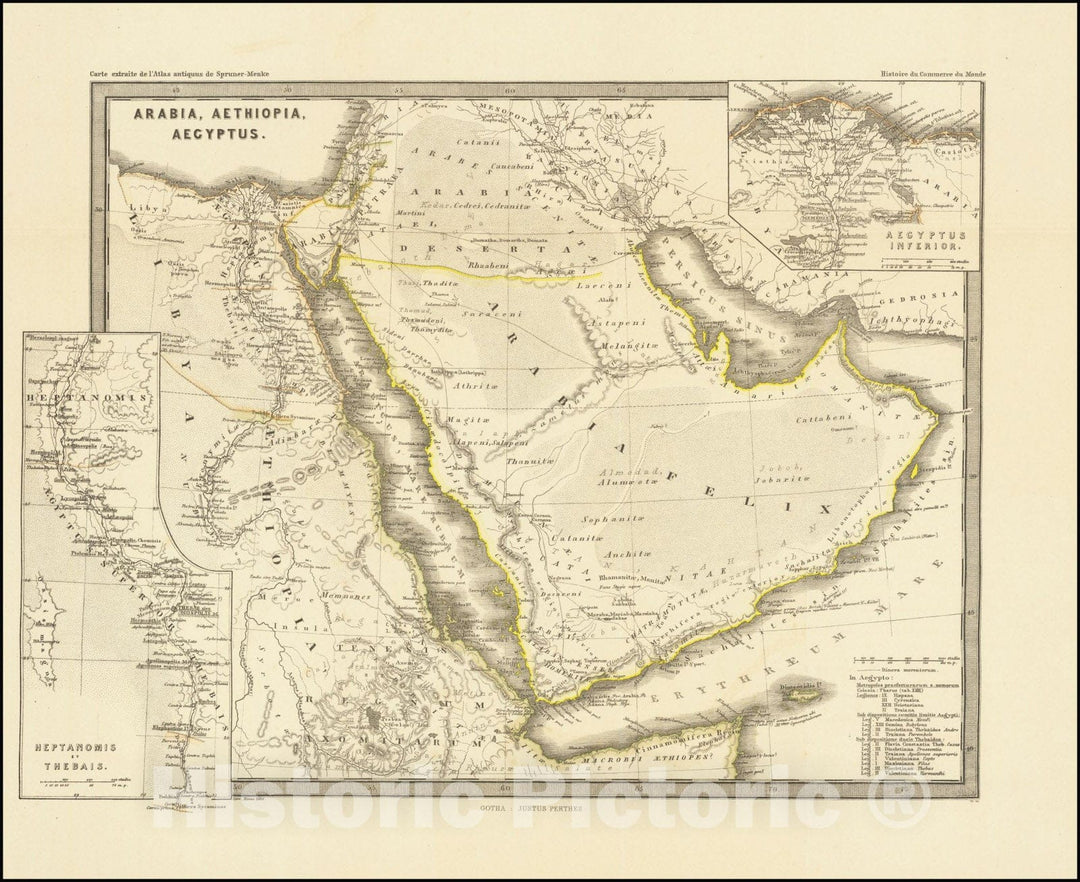 Historic Map : Arabia, Aethiopia, Aegyptus, 1865, Vintage Wall Art