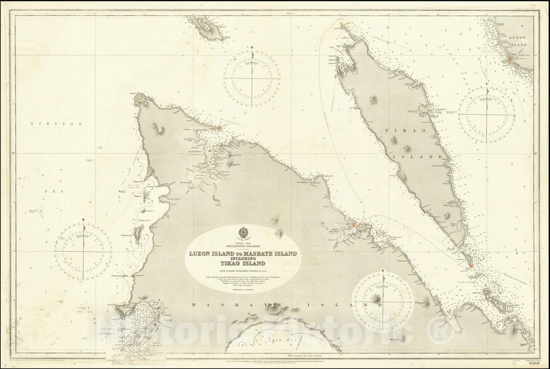 Historic Map : Philippine Islands -- Luzon Island to Masbate Island Including Tikao Island From Spanish Government Surveys To 1895,1903 (1916), Vintage Wall Art