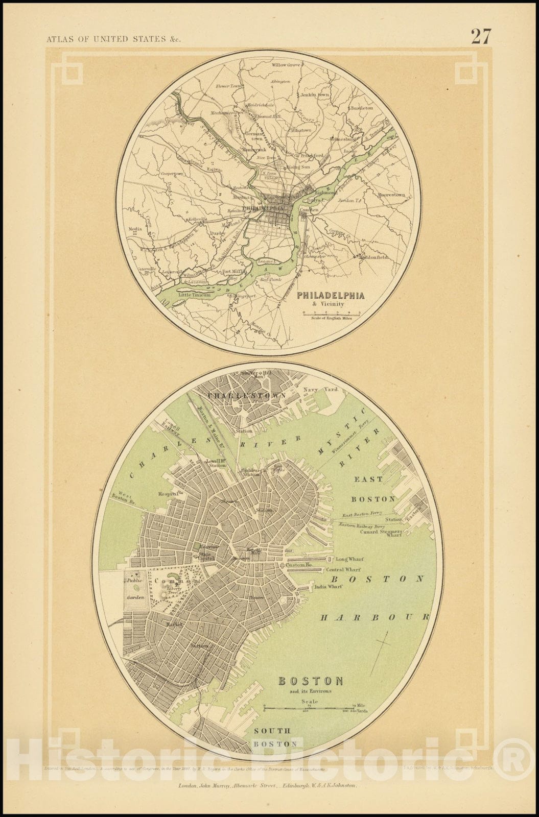 Historic Map : Philadelphia & Vicinity , and, 1857, Vintage Wall Art