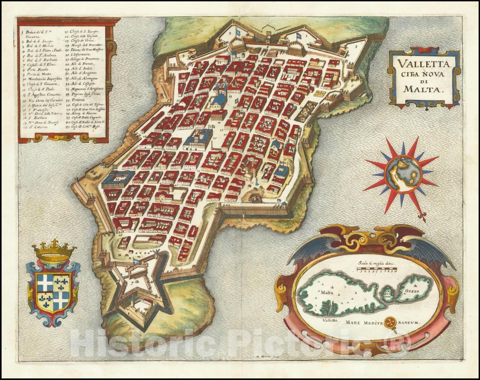 Historic Map : Valletta Citta Nova di Malta, 1636, Vintage Wall Art