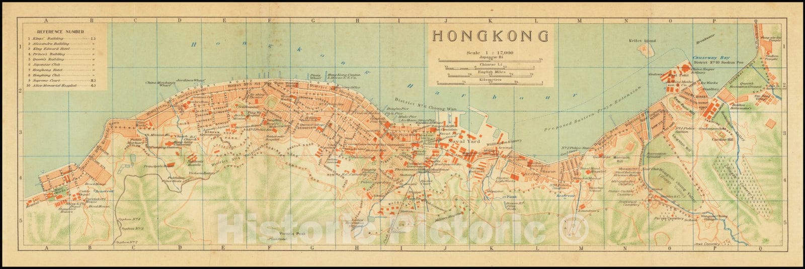 Historic Map : Hong Kong, 1924, Vintage Wall Art