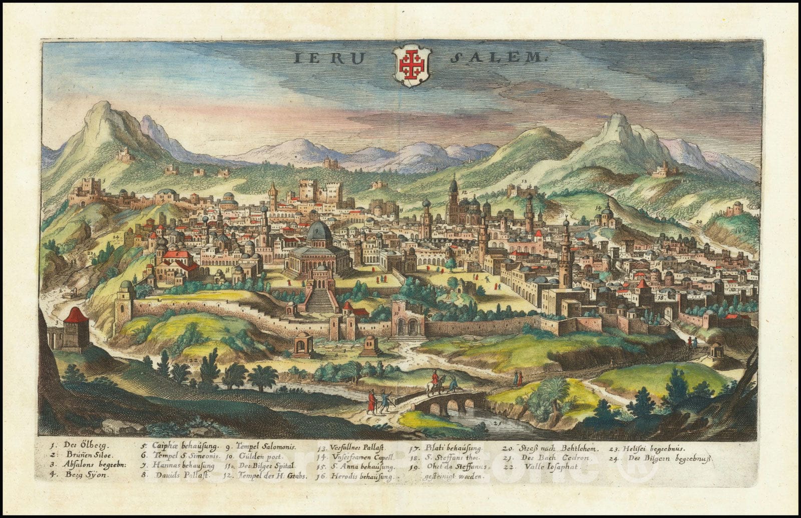 Historic Map : Jerusalem, 1638, Vintage Wall Art