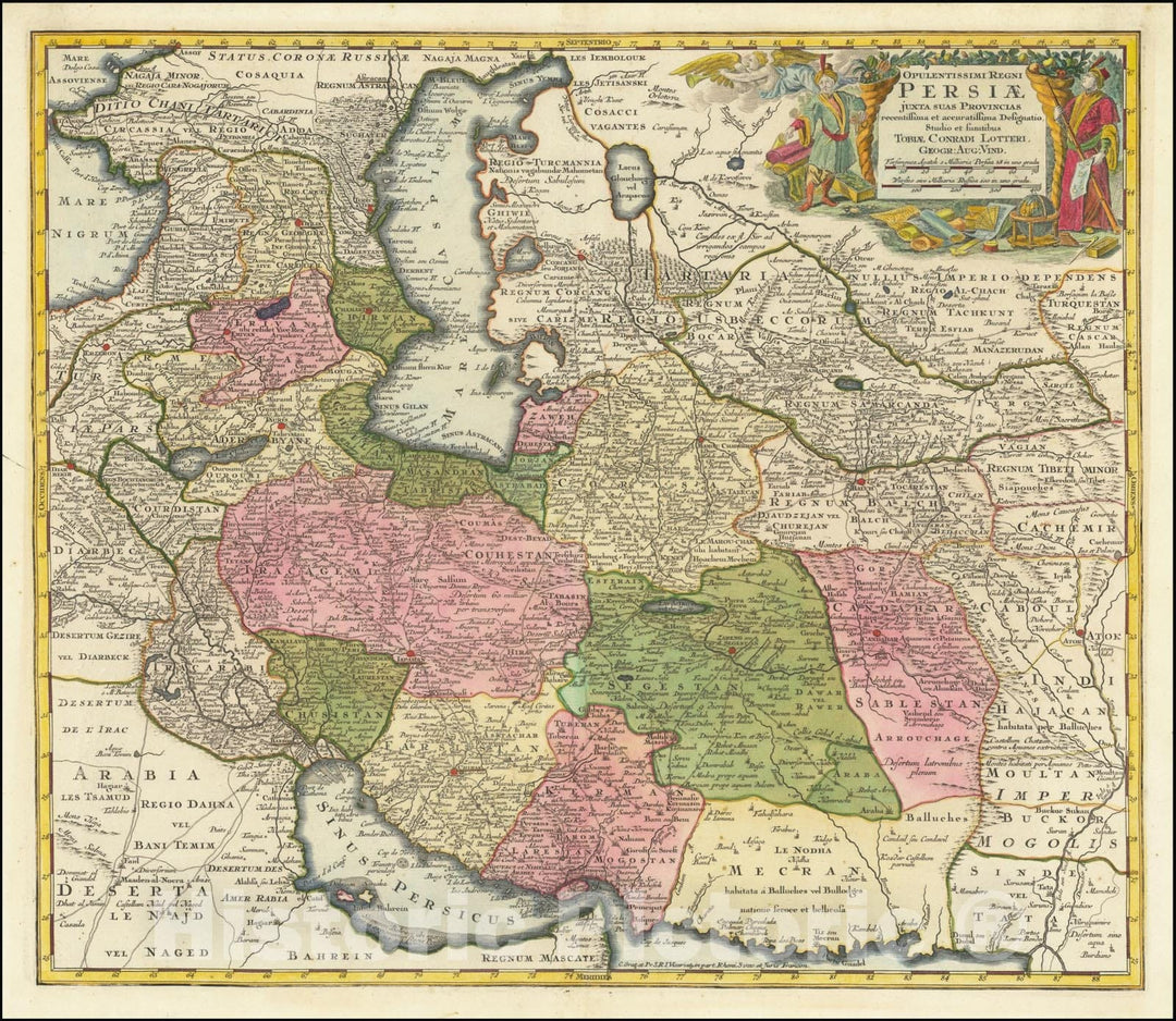 Historic Map : Opulentissimi Regni Persiae juxta suas Provincias recentissima et accuratissima Designatio, Studio et sumtibus,  1740, Vintage Wall Art