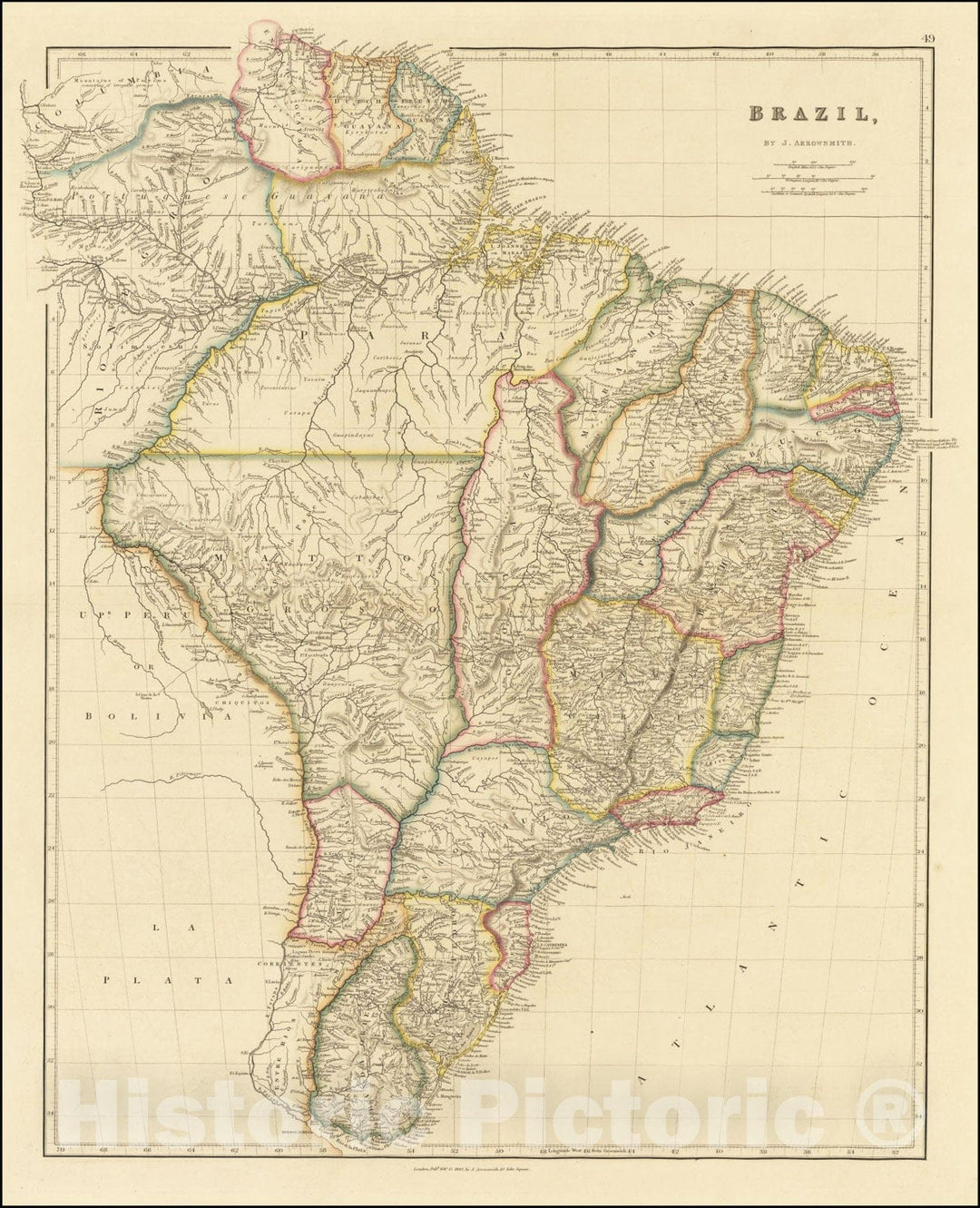 Historic Map : Brazil, 1842, Vintage Wall Art