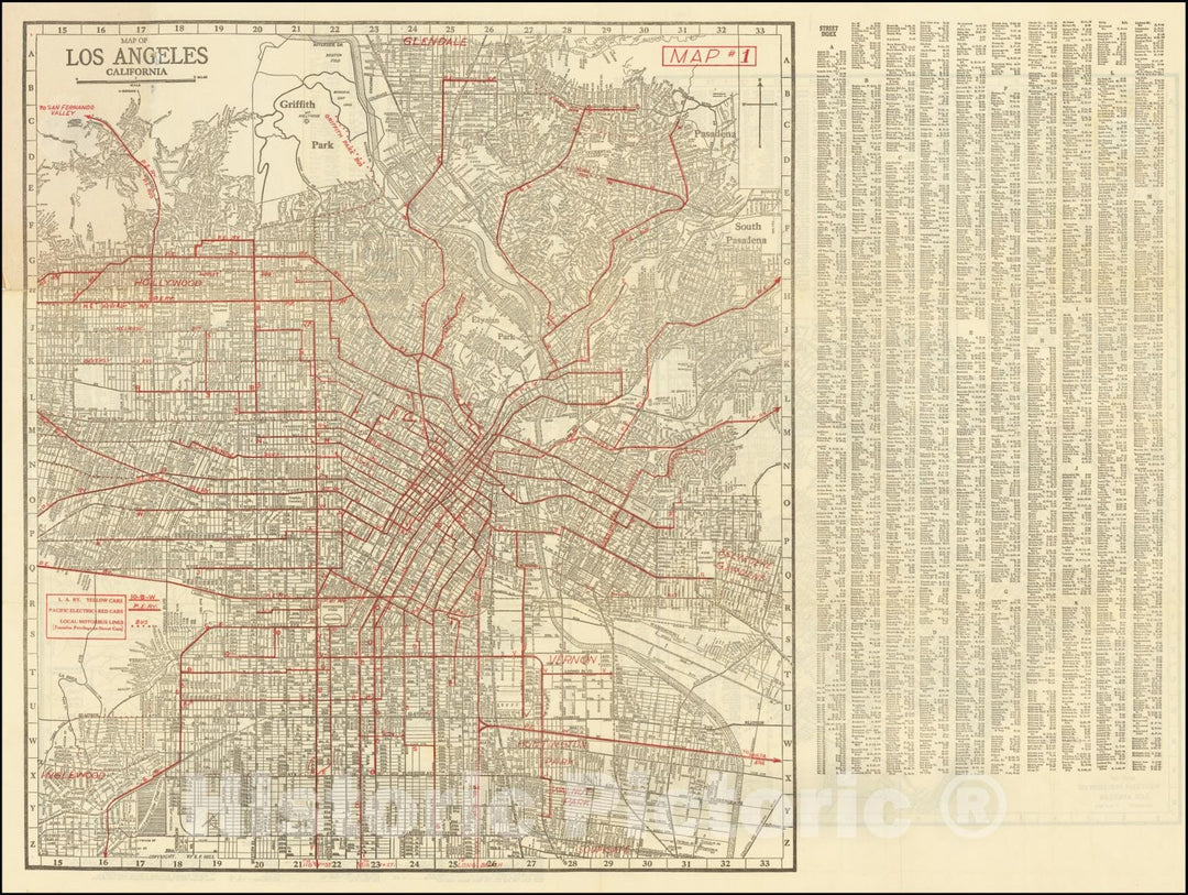 Historic Map : Los Angeles California, 1938, Vintage Wall Art