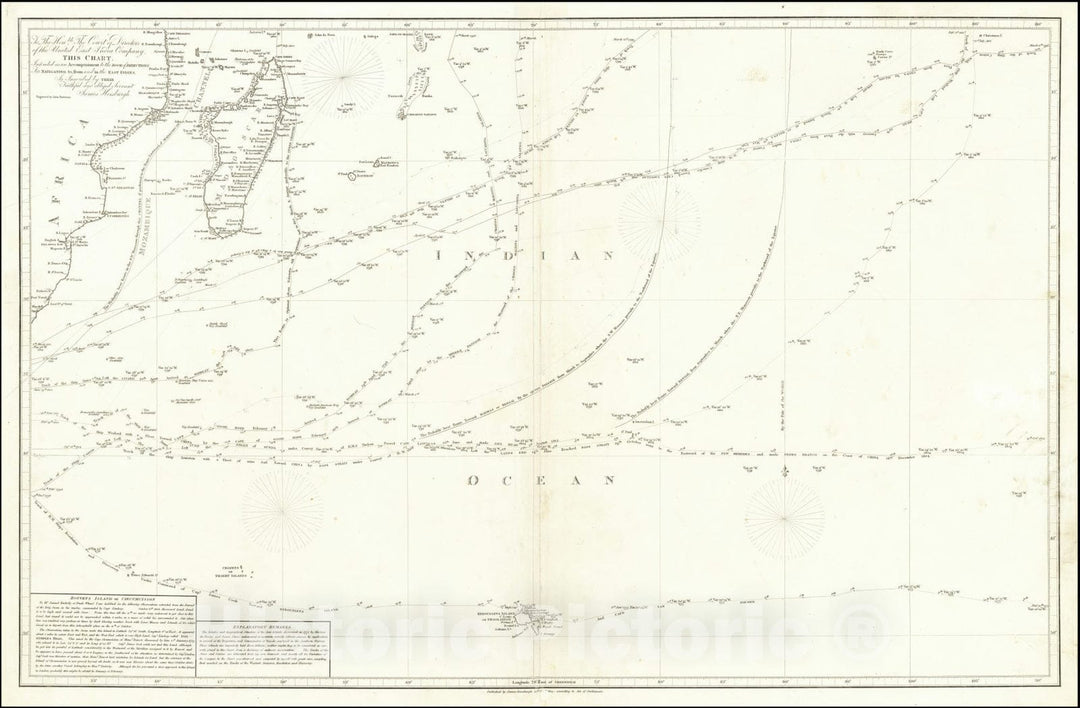 Historic Map : West Indian and Southern Oceans, 1814, Vintage Wall Art