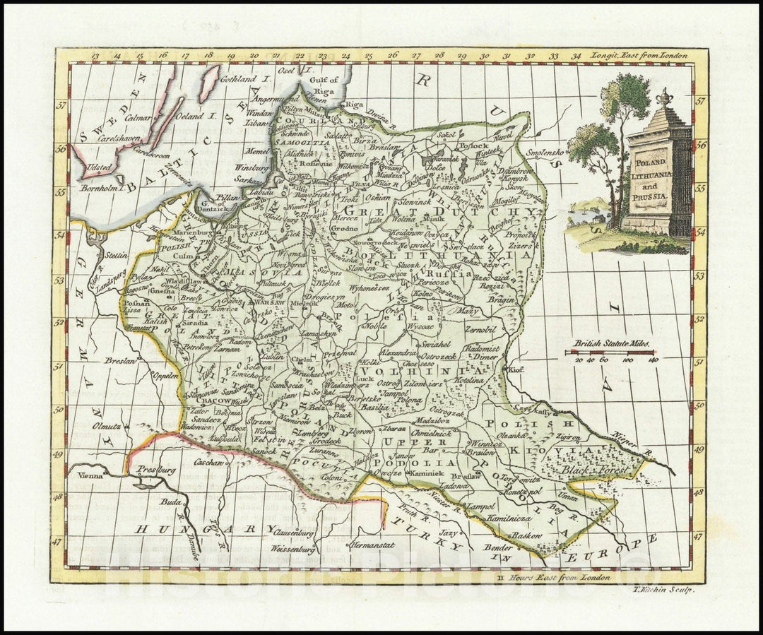 Historic Map : Poland, Lithuania and Prussia, 1770, Vintage Wall Art