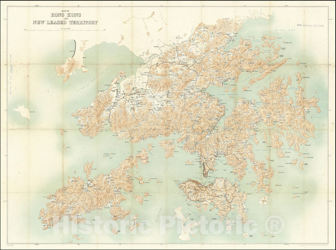 Historic Map : Hong Kong and New Leased Territory, 1911, Vintage Wall Art