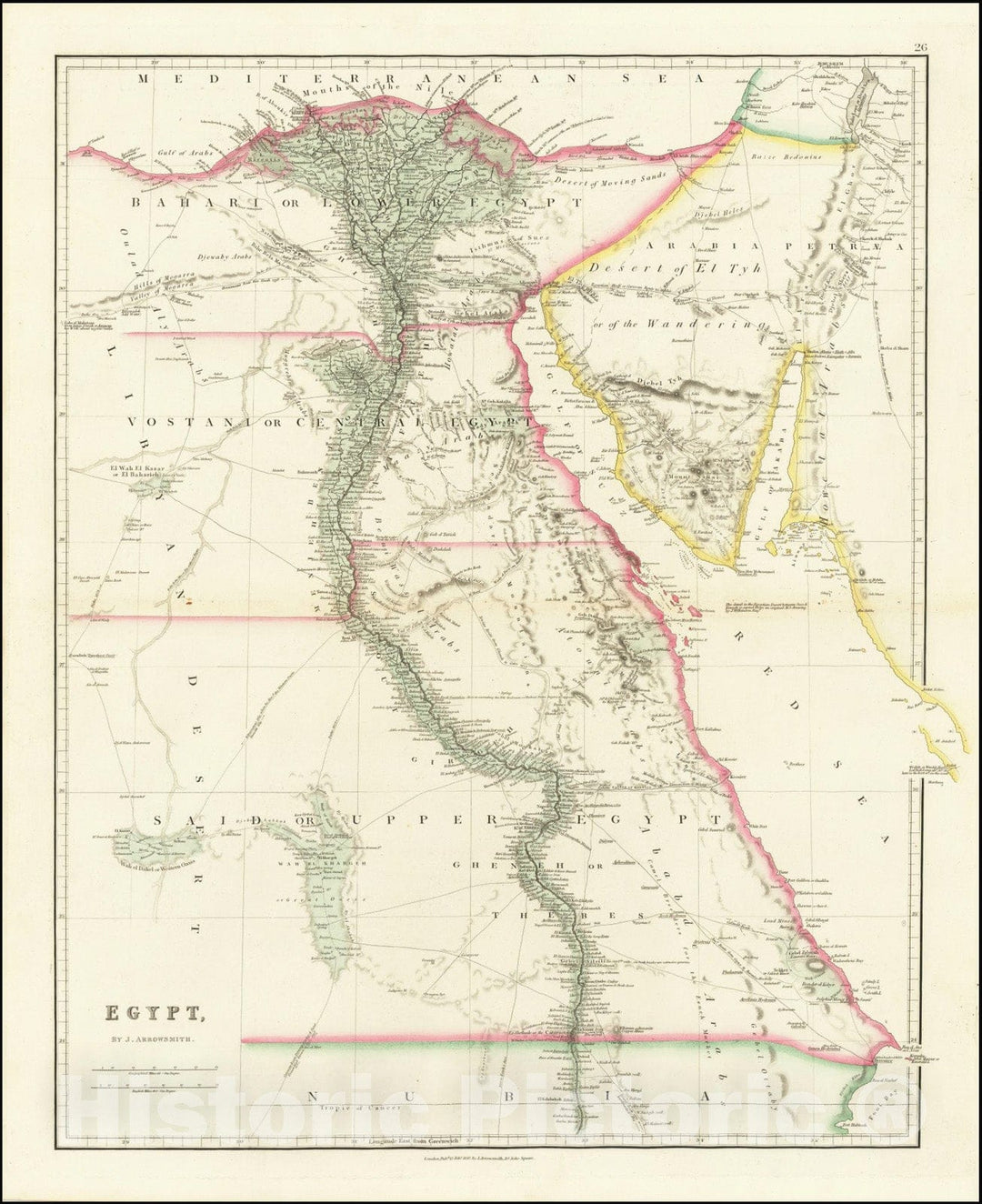 Historic Map : Egypt, 1842, Vintage Wall Art