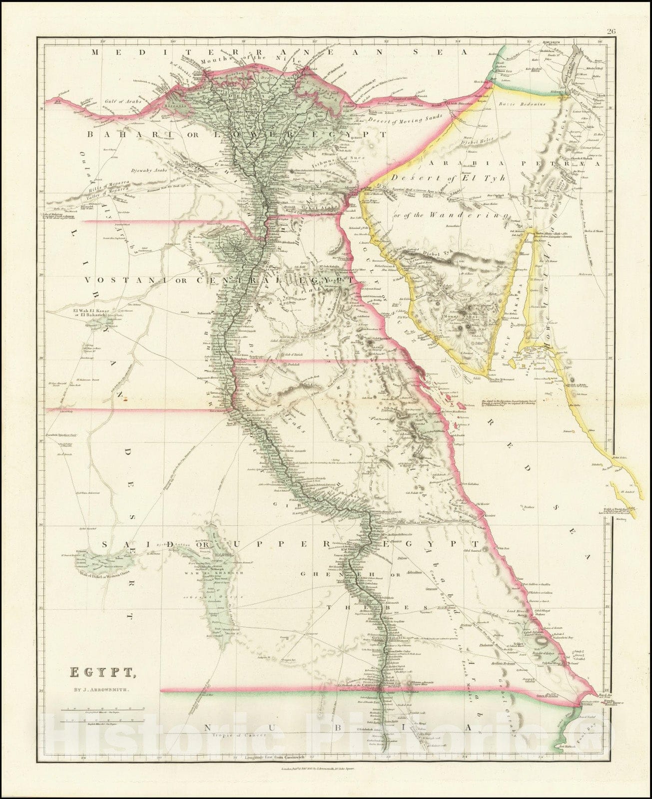 Historic Map : Egypt, 1842, Vintage Wall Art