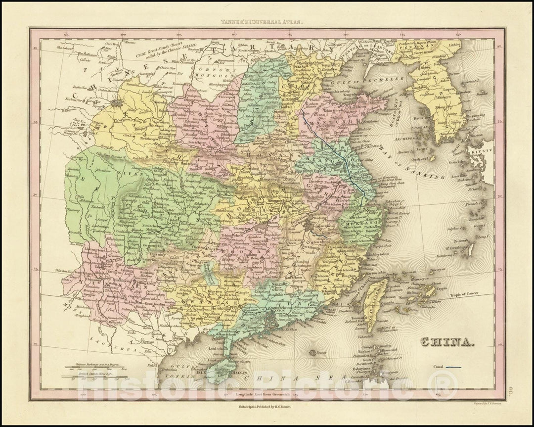 Historic Map : China, 1834, Vintage Wall Art