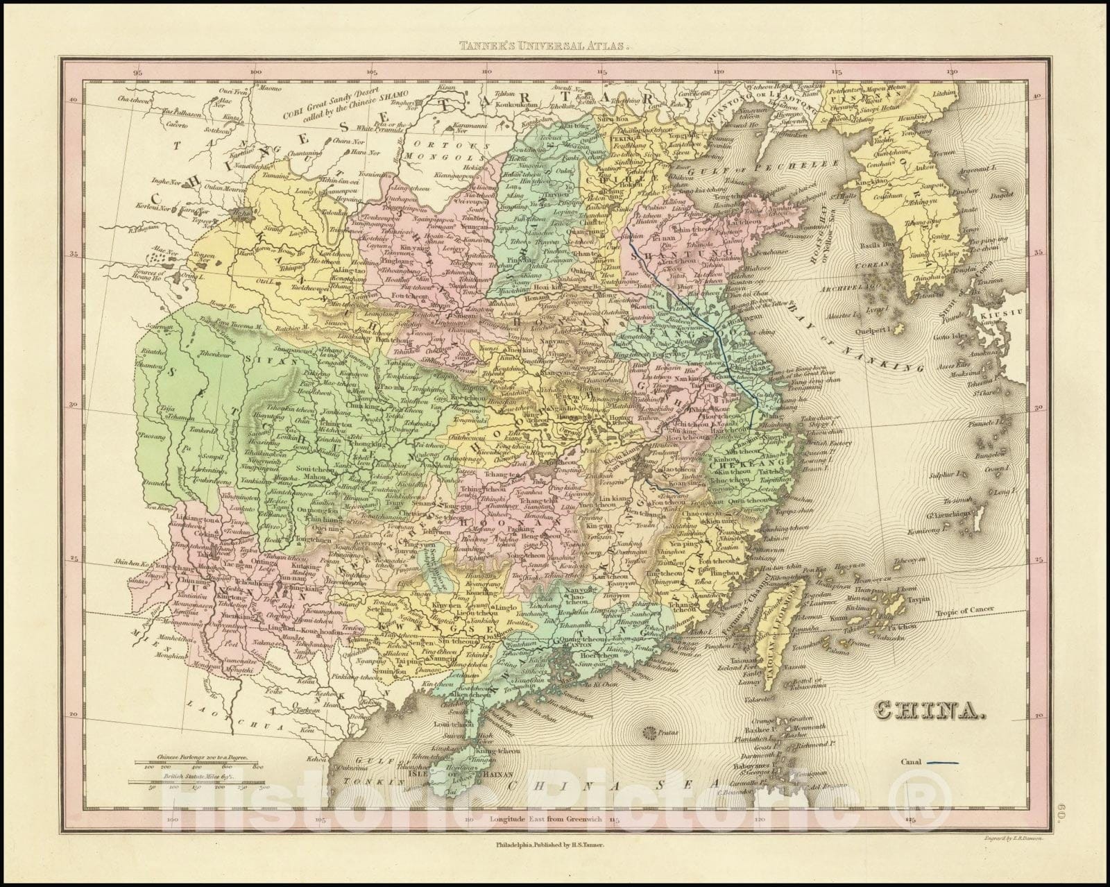 Historic Map : China, 1834, Vintage Wall Art