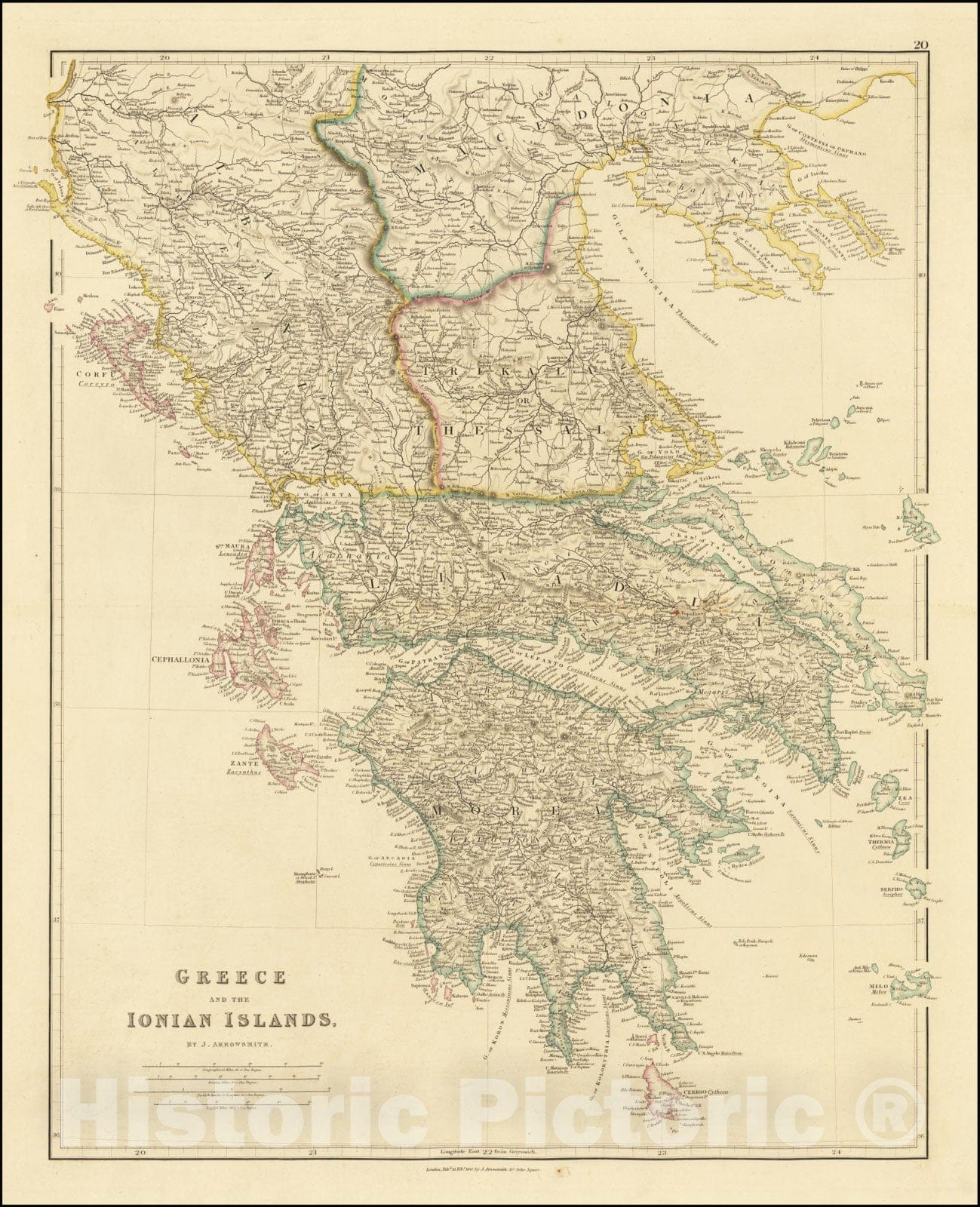 Historic Map : Greece and the Ionian Islands,  1842, Vintage Wall Art