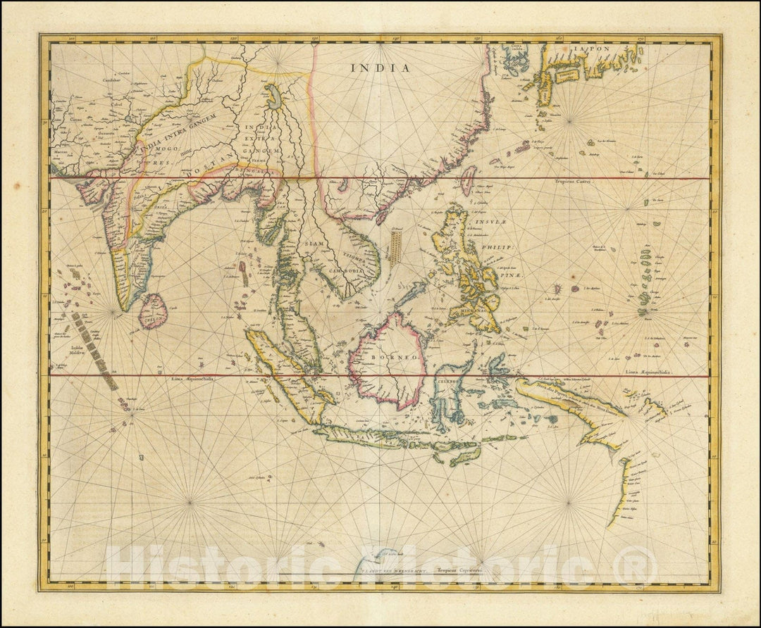 Historic Map : India,1632 (1634), Vintage Wall Art