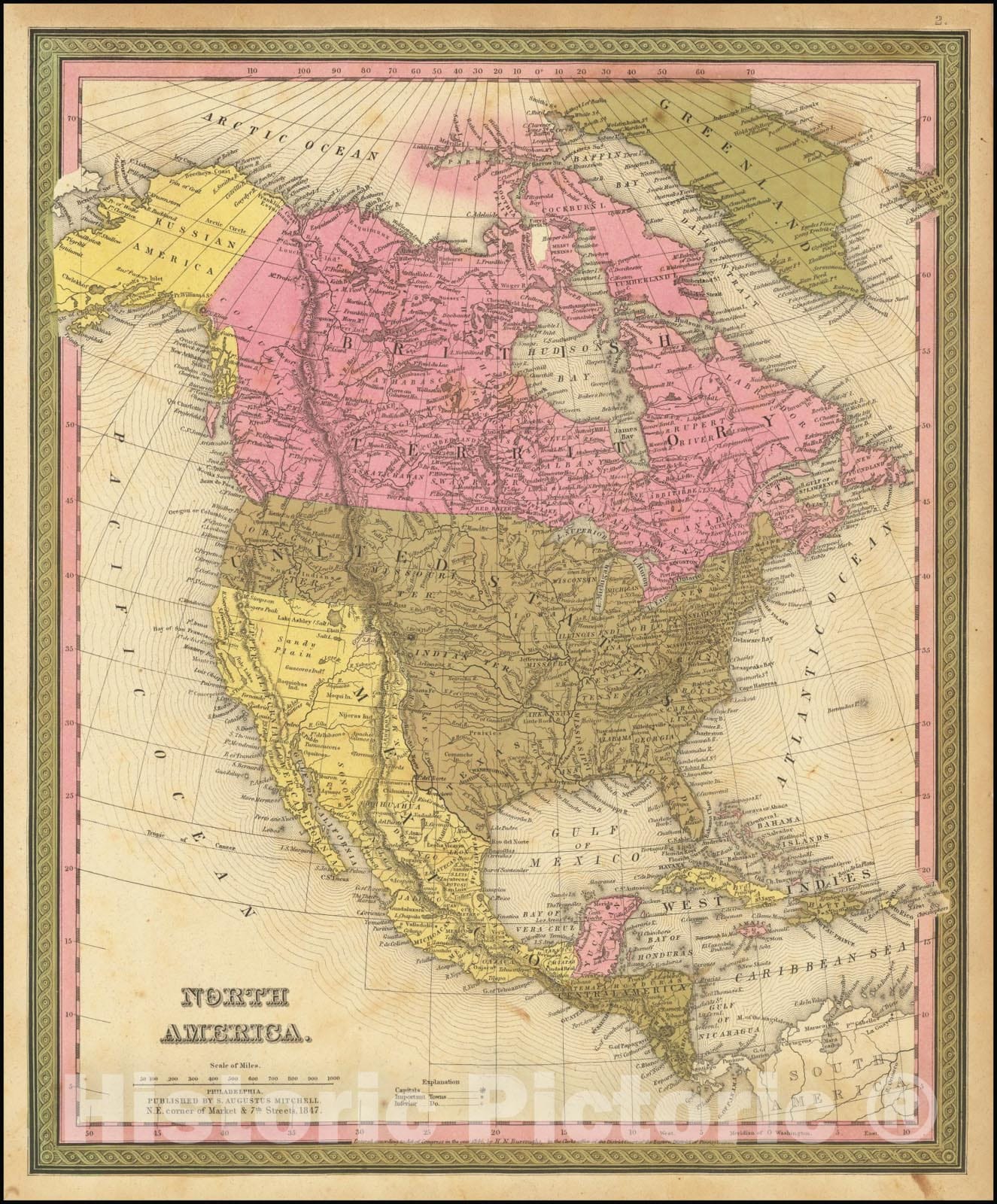 Historic Map : North America, 1847 v2, Vintage Wall Art