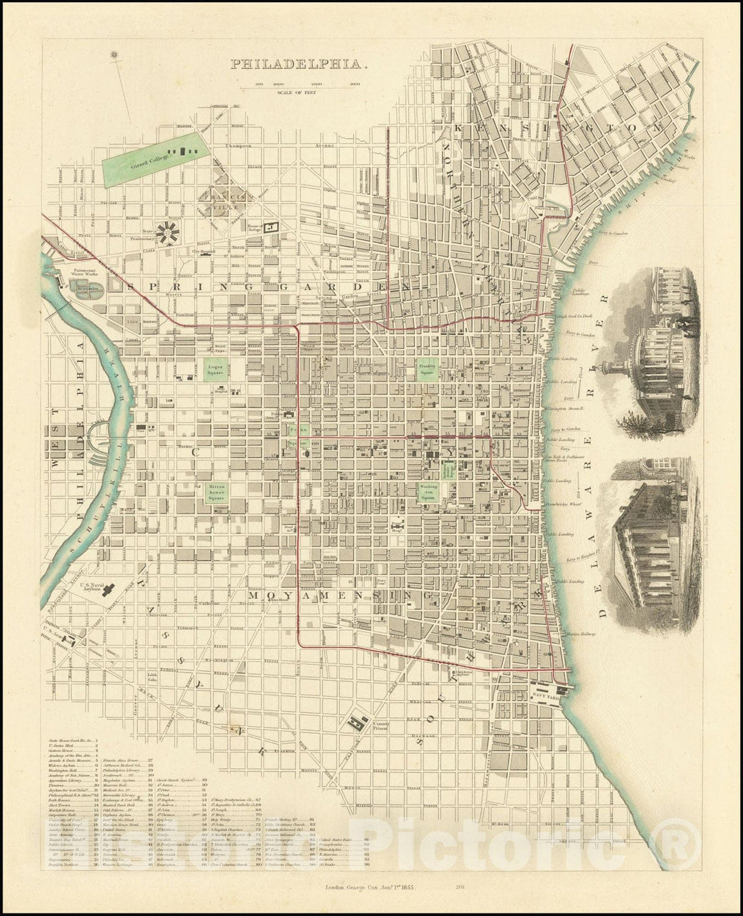 Historic Map : Philadelphia, 1840, Vintage Wall Art