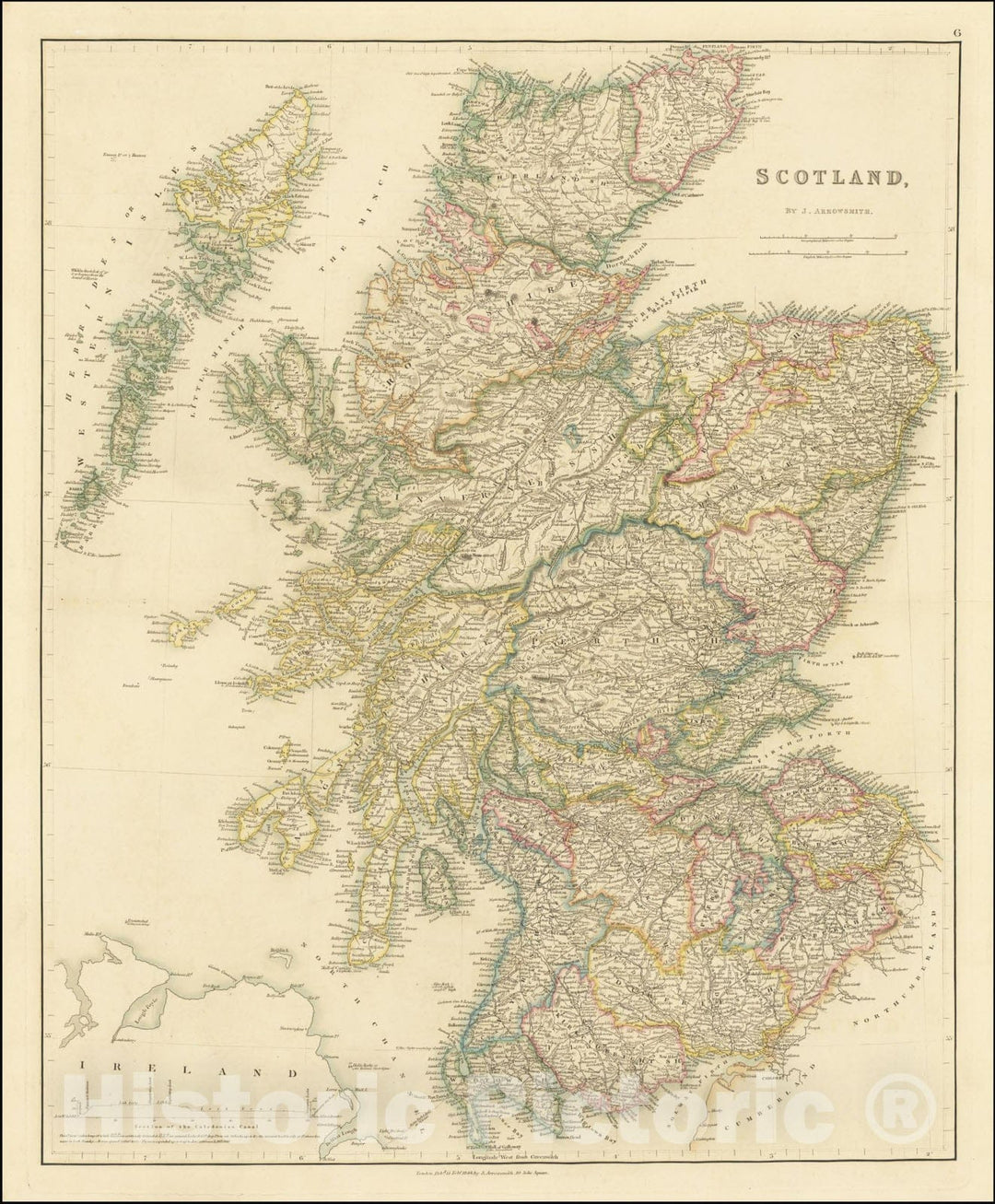 Historic Map : Scotland, 1844, Vintage Wall Art