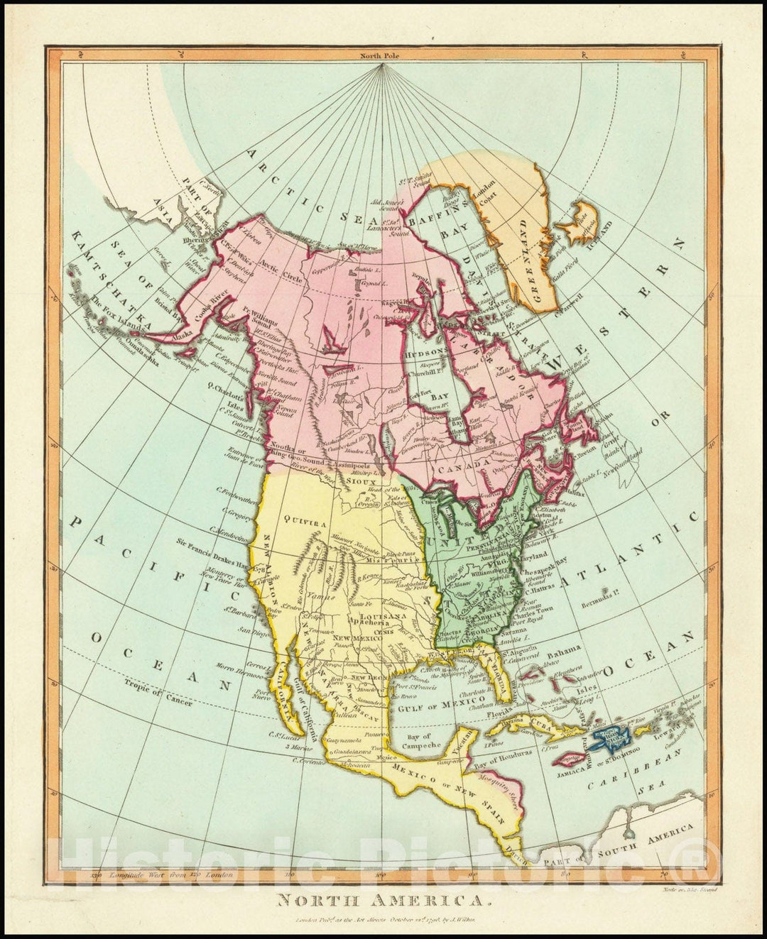 Historic Map : North America, 1796, 1796, Vintage Wall Art