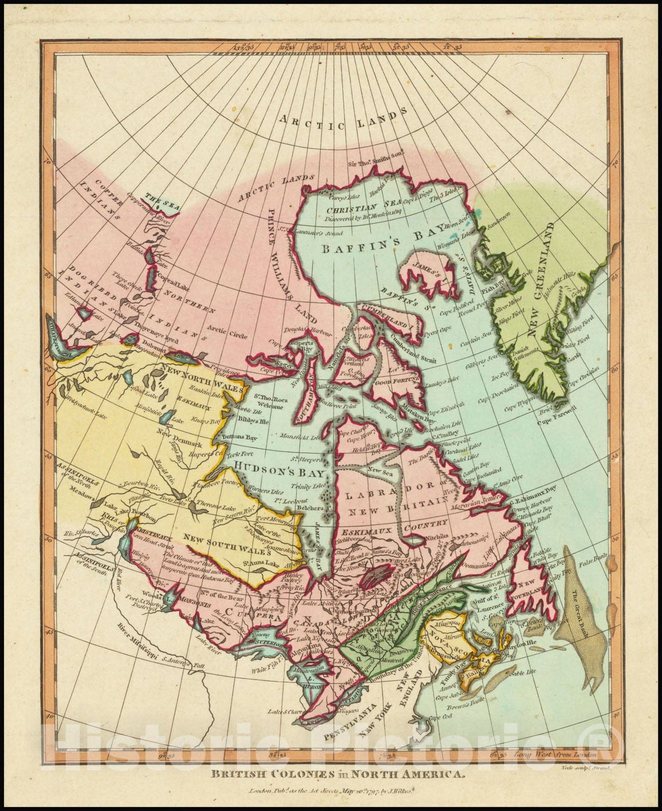 Historic Map : British Colonies in North America, 1797, Vintage Wall Art