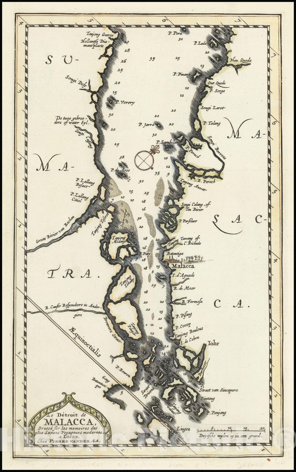 Historic Map : Le Detroit de Malacca, Dressee sur les memoires des plus savans Voyageurs modernes,  1714, Vintage Wall Art