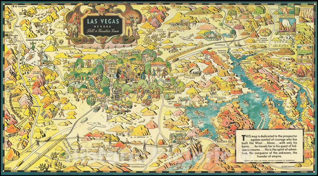 Historic Map : Las Vegas NevadaStill a Frontier Town, 1939, Vintage Wall Art