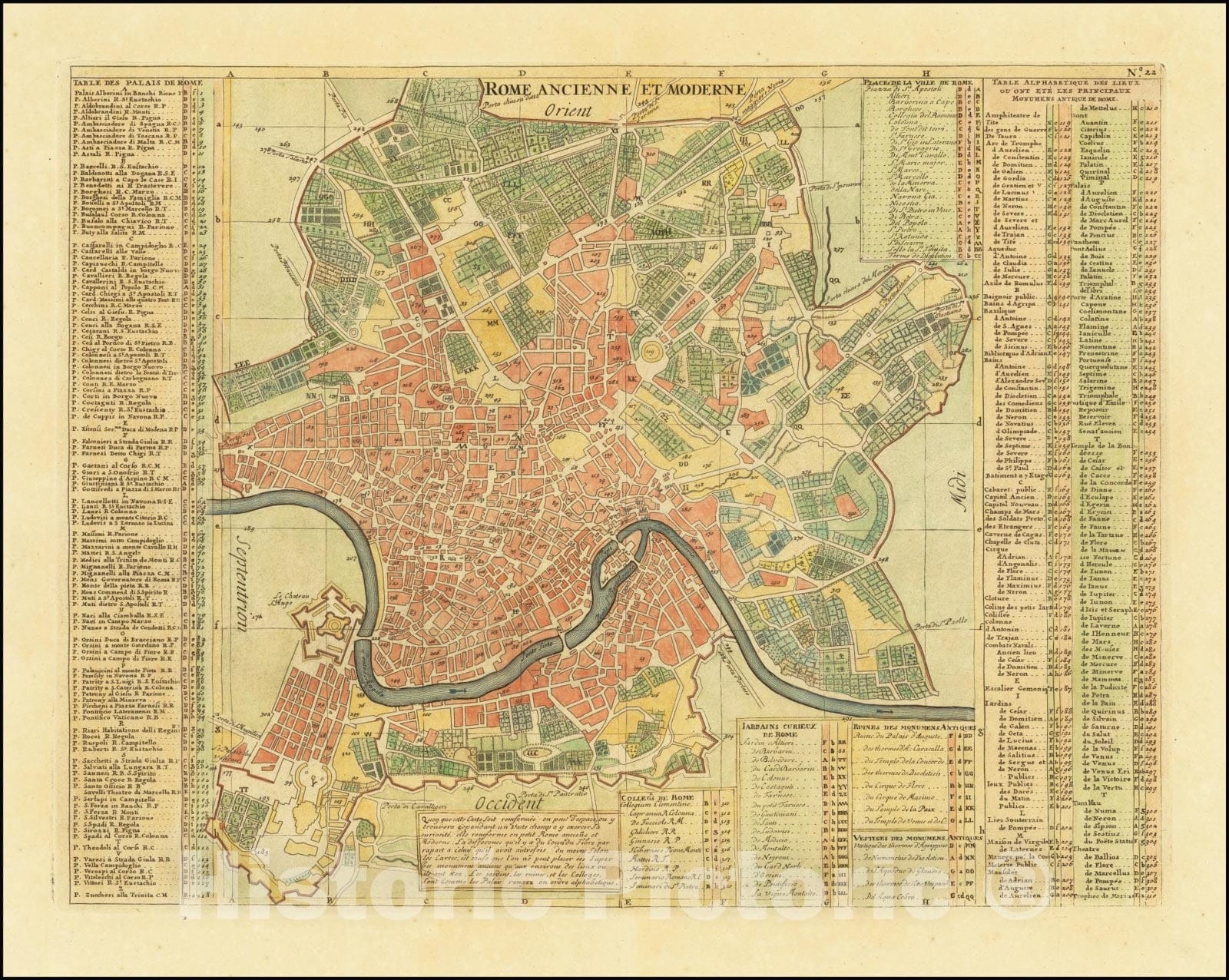 Historic Map : Rome Ancienne et Moderne, 1720, Vintage Wall Art