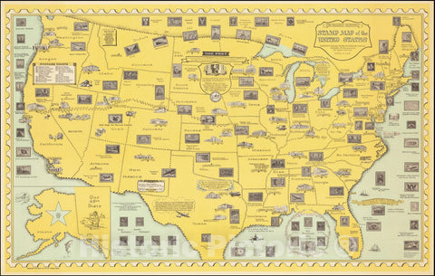 Historic Map : The Philatelic Institute's Stamp United States,  1959, Vintage Wall Art