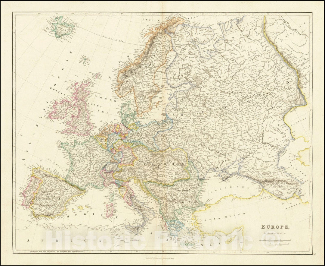 Historic Map : Europe, 1840, Vintage Wall Art