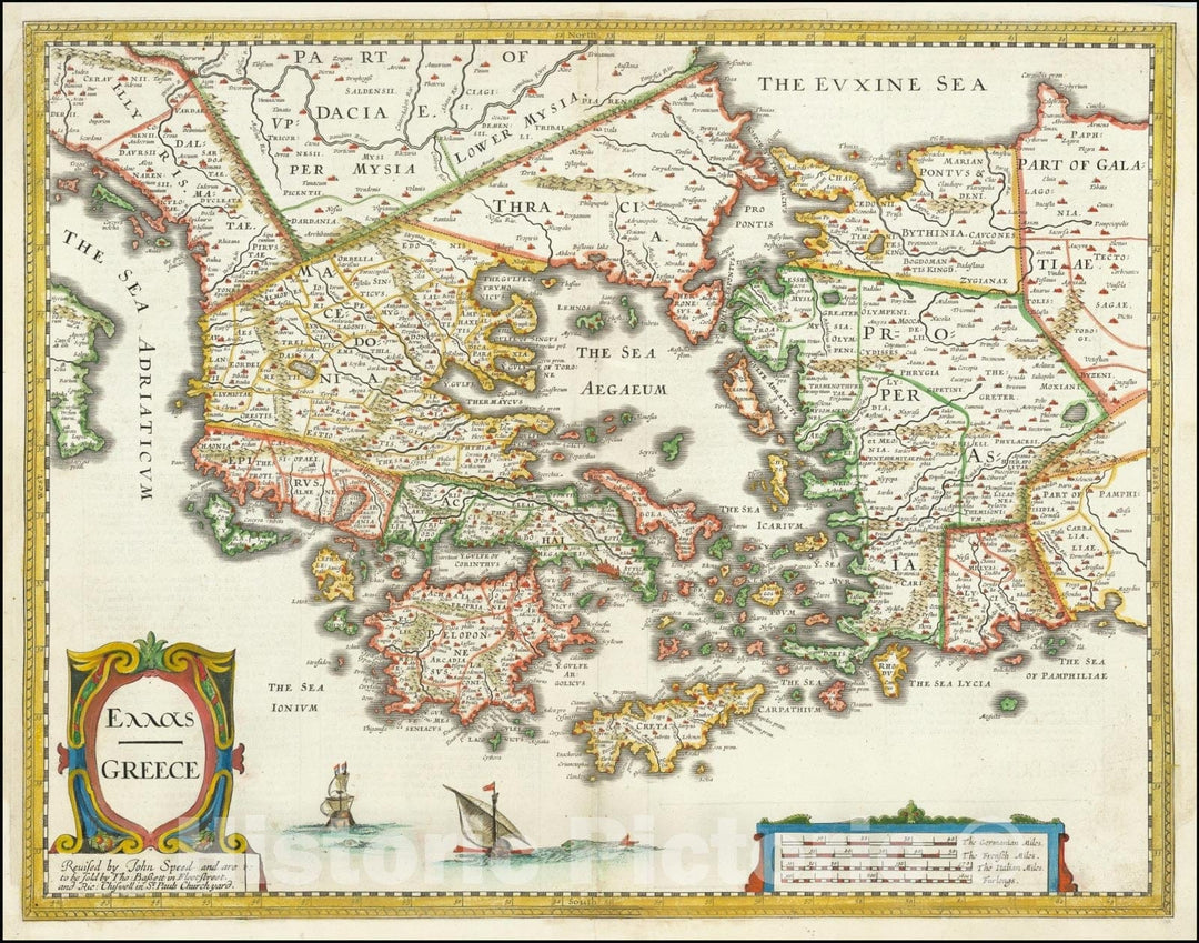 Historic Map : Greece, 1676, Vintage Wall Art