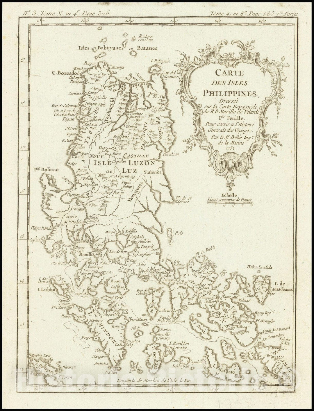 Historic Map : Carte Des Isles Philippines, Dressee sur la Carte Espagnole du R.P. Murillo de Velarde.1re. Feuille, 1752, 1757, Vintage Wall Art