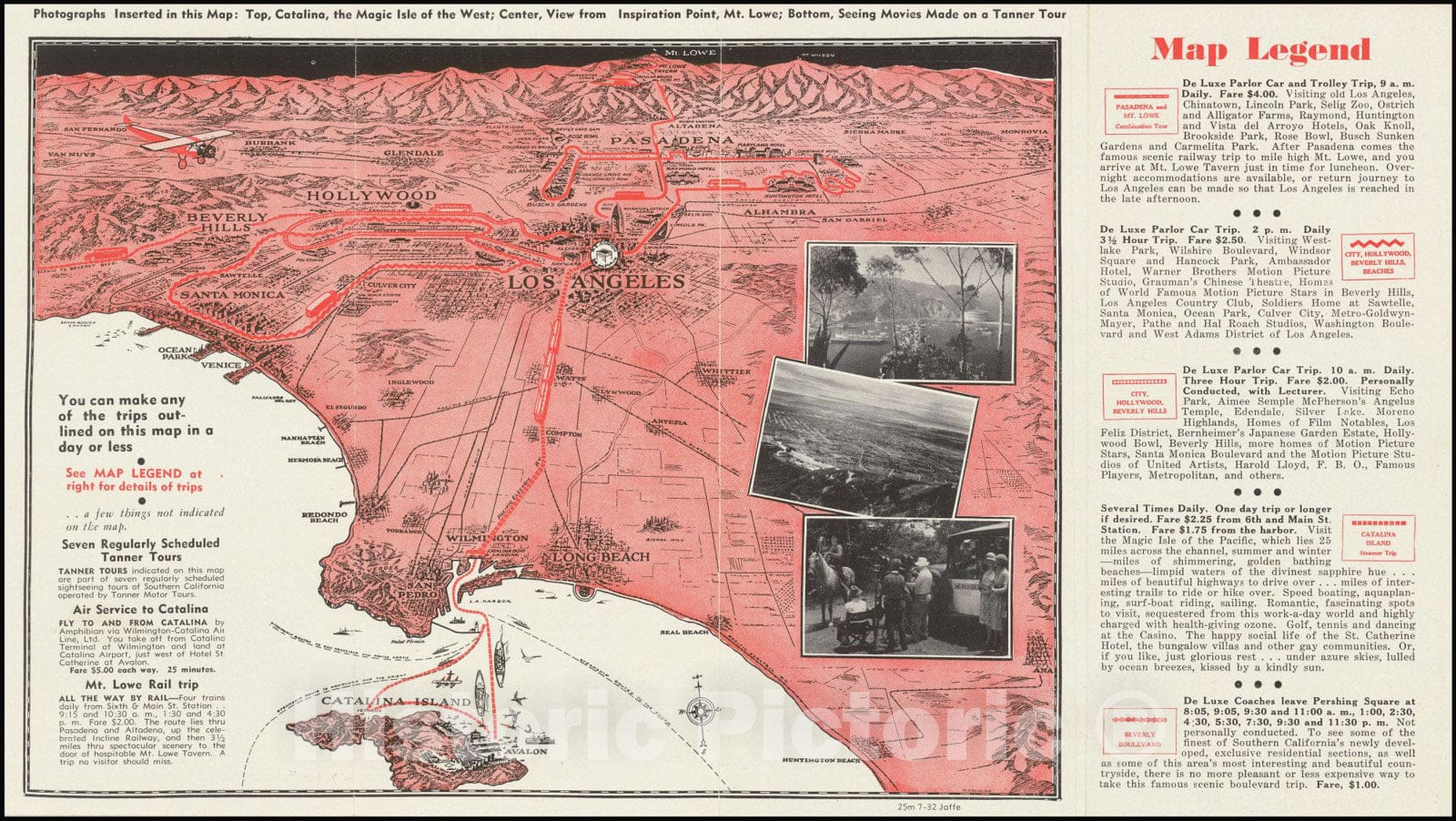 Historic Map : Special Sightseeing Los Angeles and Vicinity, 1930 v1, Vintage Wall Art