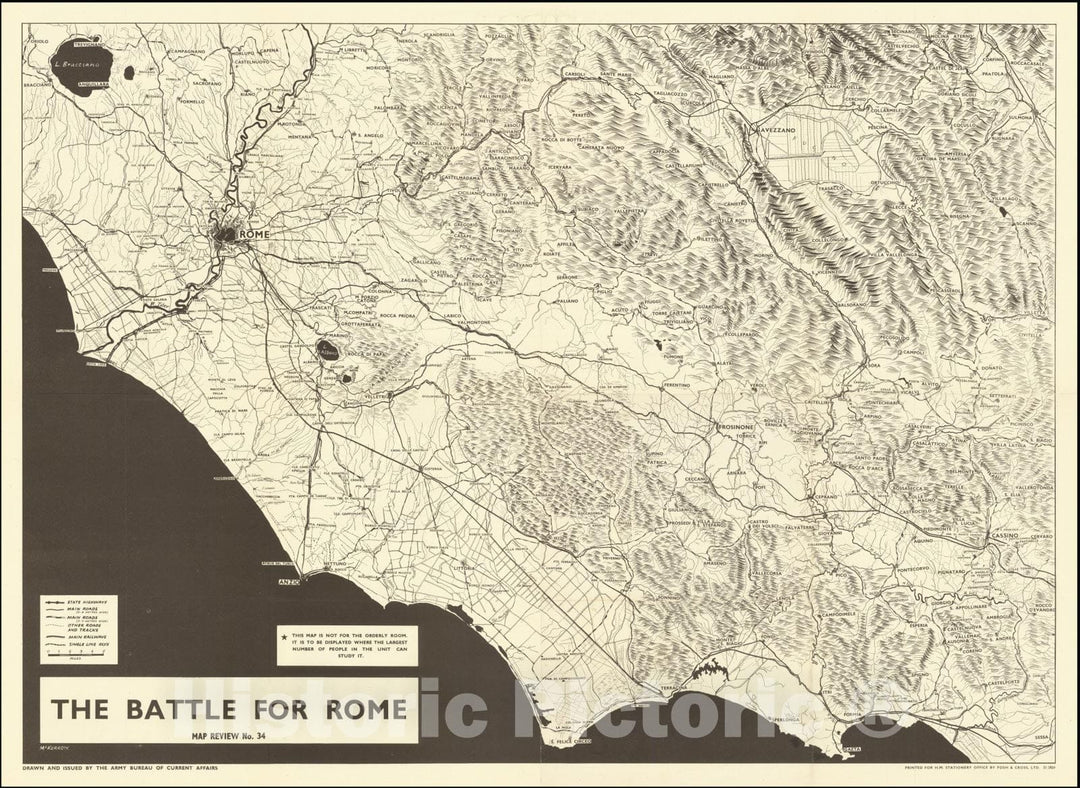 Historic Map : The Battle For Rome, 1944, Vintage Wall Art