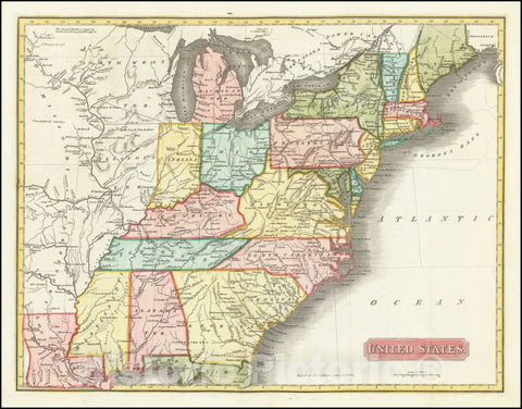 Historic Map : United States, 1819, Vintage Wall Art