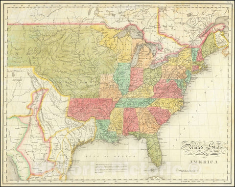 Historic Map : United States Of America, 1822, Vintage Wall Art