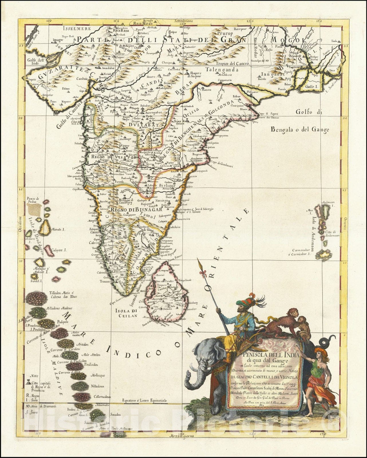 Historic Map : Penisola Dell India di qua dal Gange et Isole intorno ad essa adiacenti, 1683, 1683, Vintage Wall Art