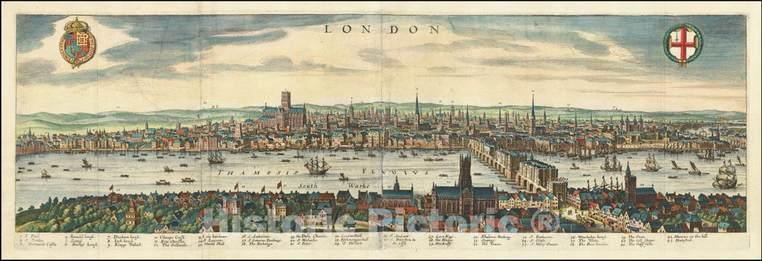 Historic Map : London, 1638, Vintage Wall Art