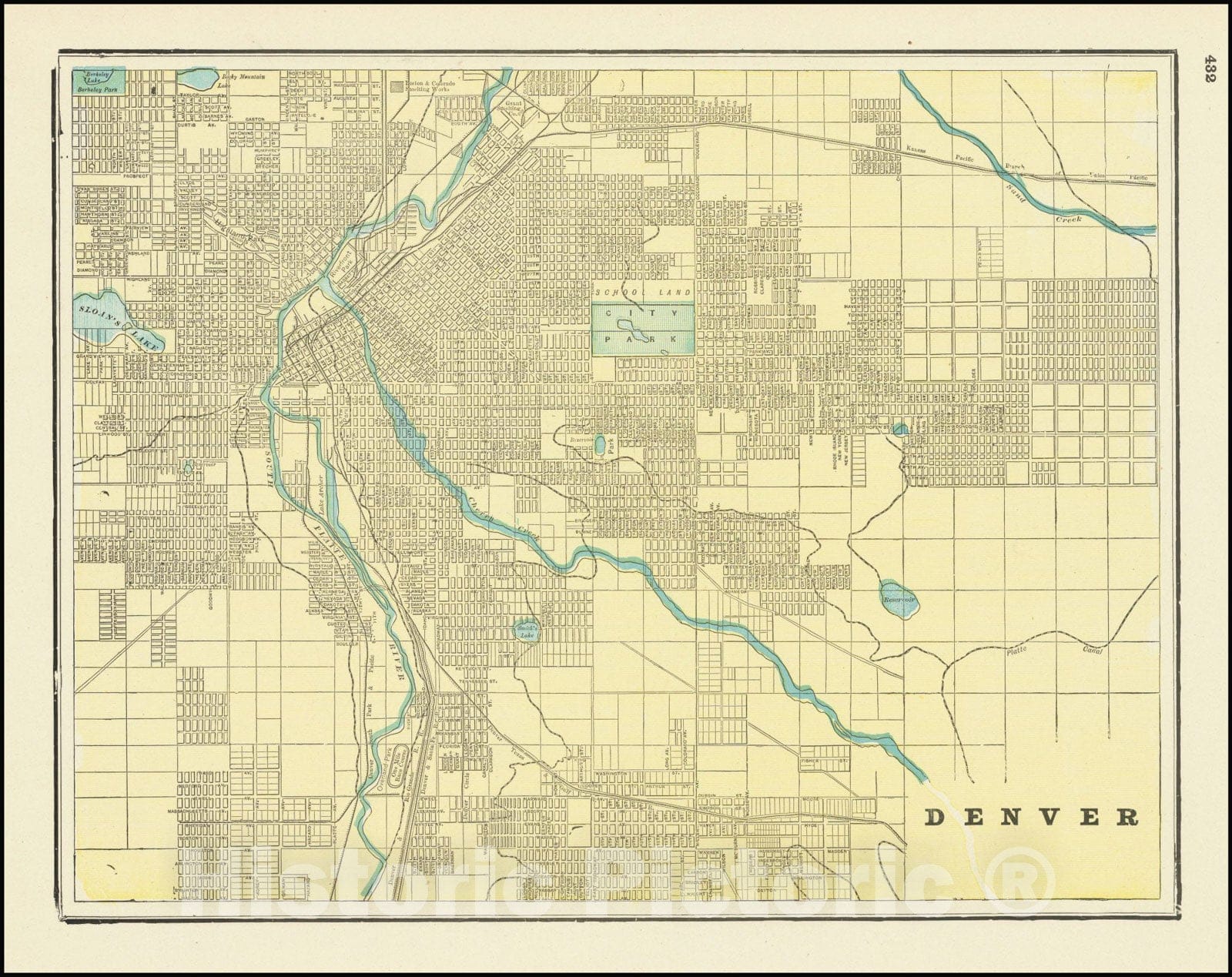 Historic Map : Denver, 1895, Vintage Wall Art